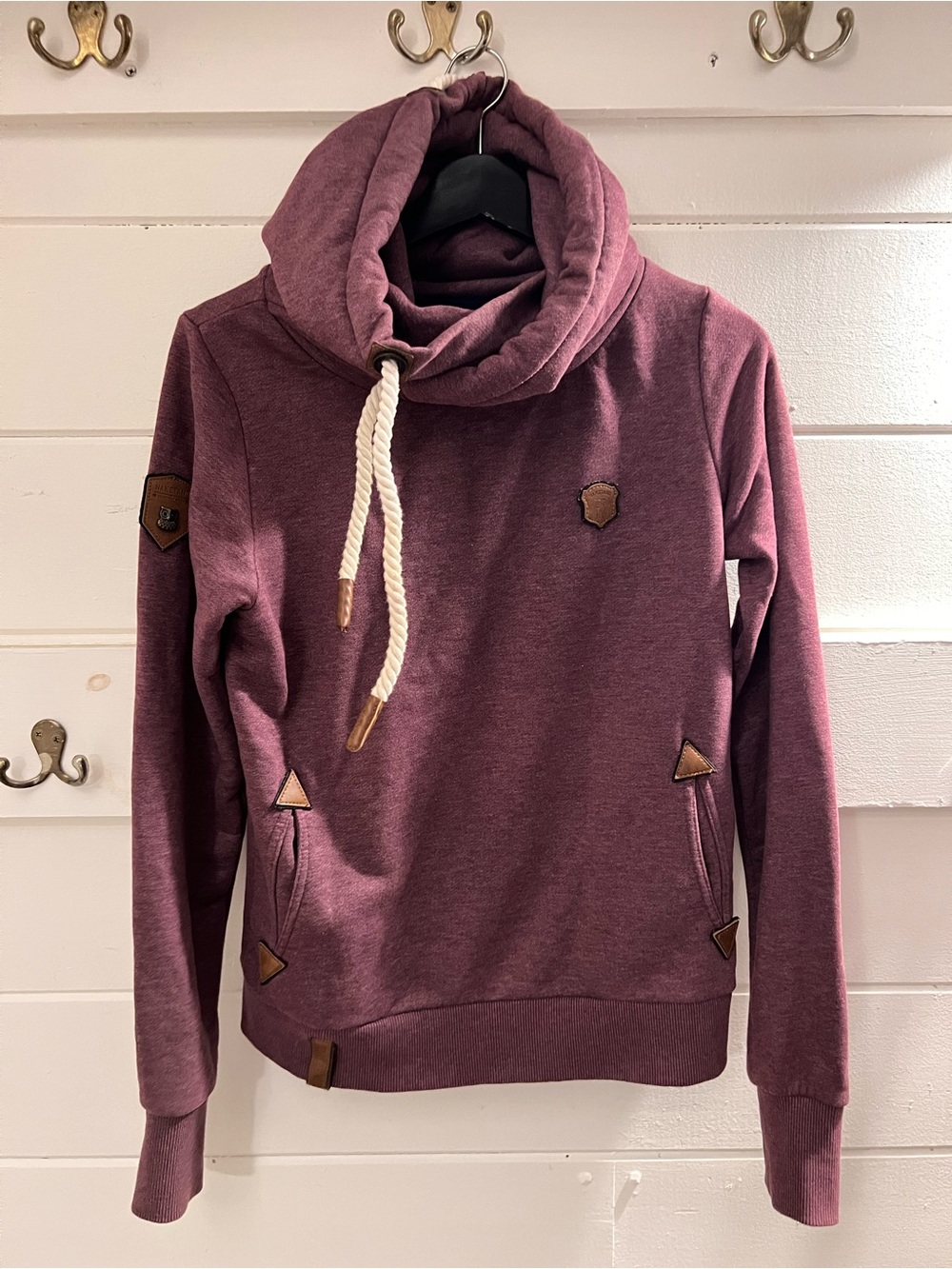 Naketano Maroon Cowl Neck Pullover Hoodie. Sz. M.